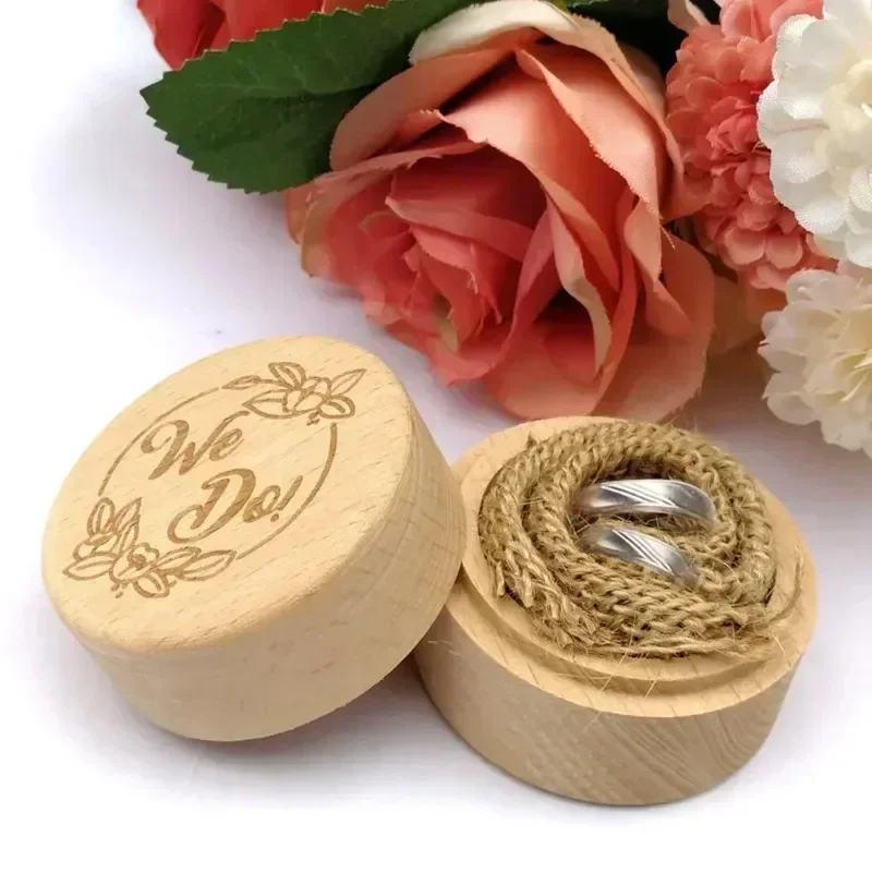 Free Engraving Rustic Wedding Wooden Ring Box Jewelry Trinket Storage Proposal Wedding Container Holder Custom Bearer Ring Box