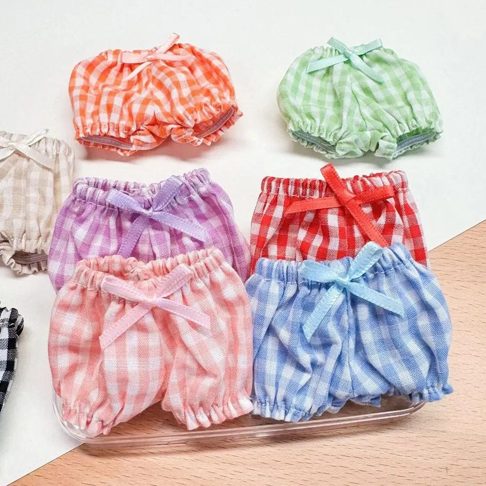 Mini pantalon à carreaux élastique, vêtements en coton beurre, vêtements décontractés, accessoires de vêtements FJDolls, mode, 10-15cm