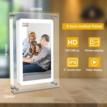 Acrylic Digital Photo Frame 5 Inch 1000mAh IPS Screen 4G Memory Volume Button Speaker…