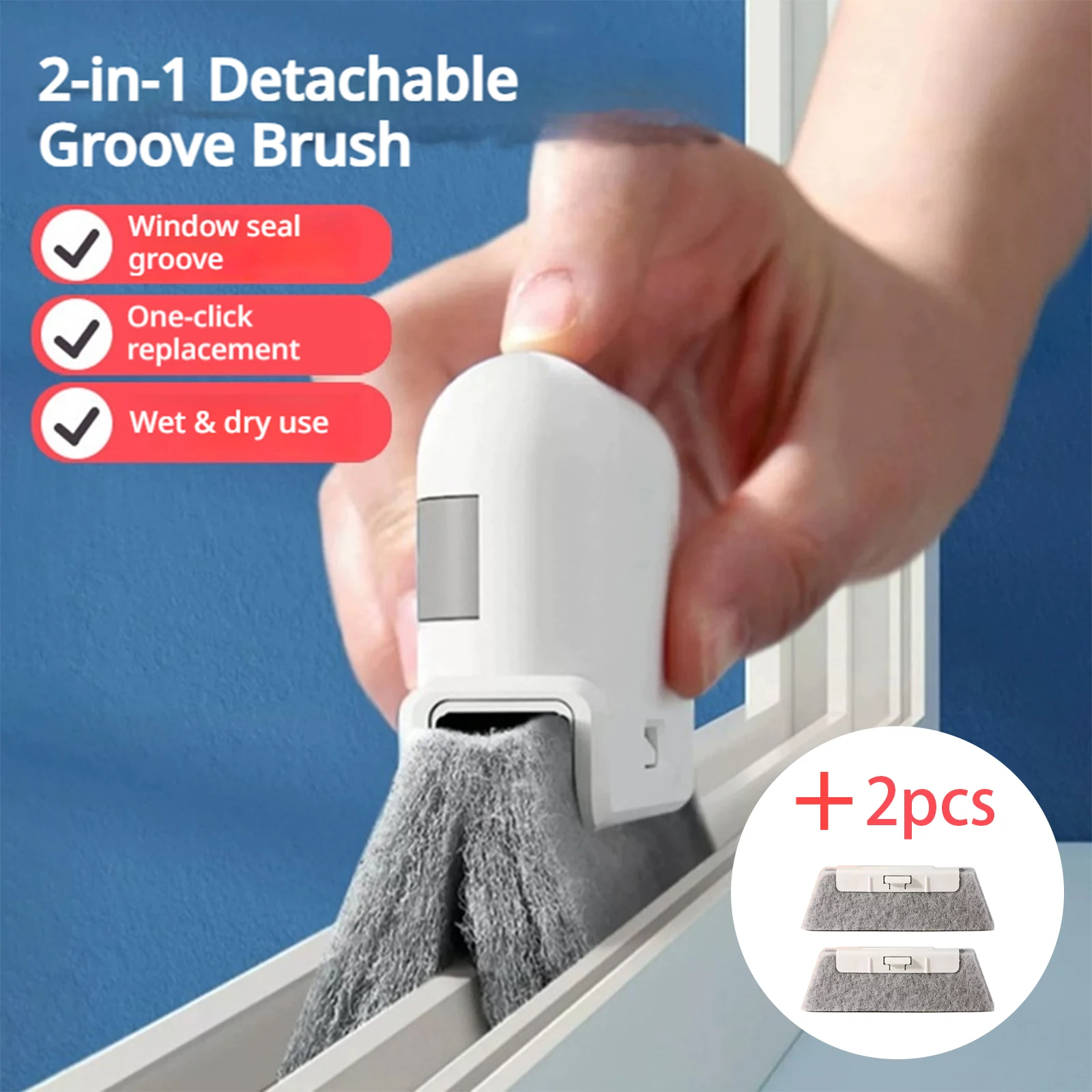 Window Track Cleaner, Double Sided Door Slots, Car Vent Brush,For Window Frame and Niche