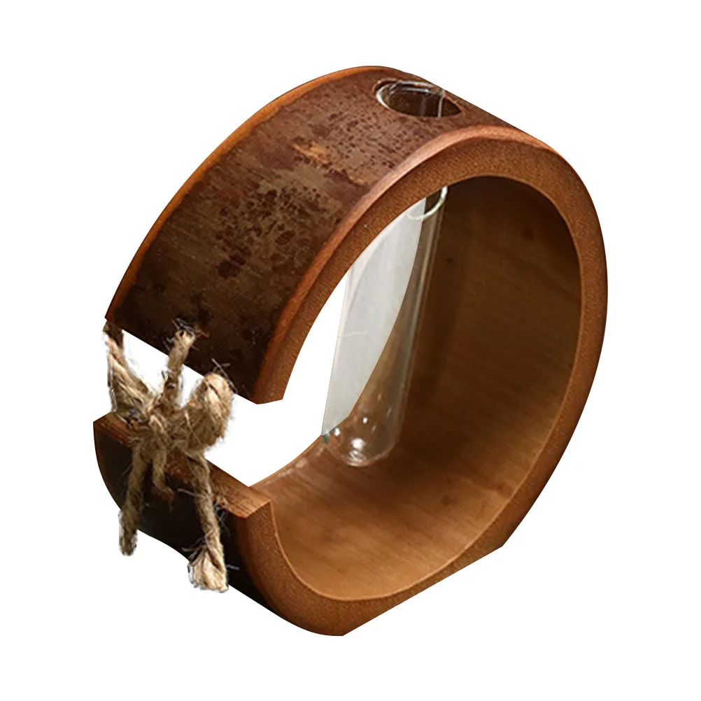 

1Pcs Bamboo Flower Vase Creative Retro Design Smooth Desktop Vase for Home Decor Water Plant Container Flower Holder