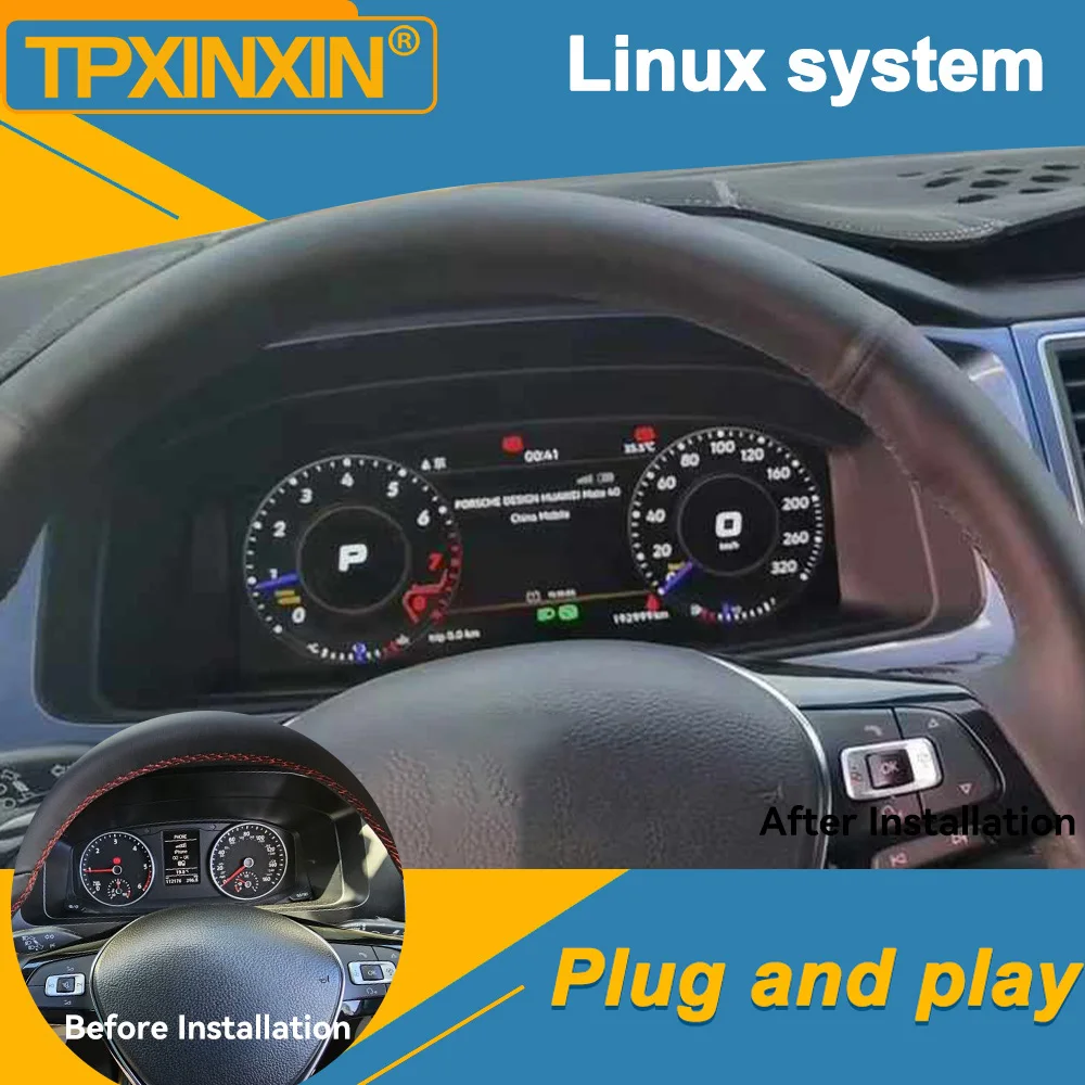 

For Volkswagen T6 2015-2020 Digital Cluster Car LCD Dashboard Panel Virtual Cockpit Instrument Multifunctional Speedometer