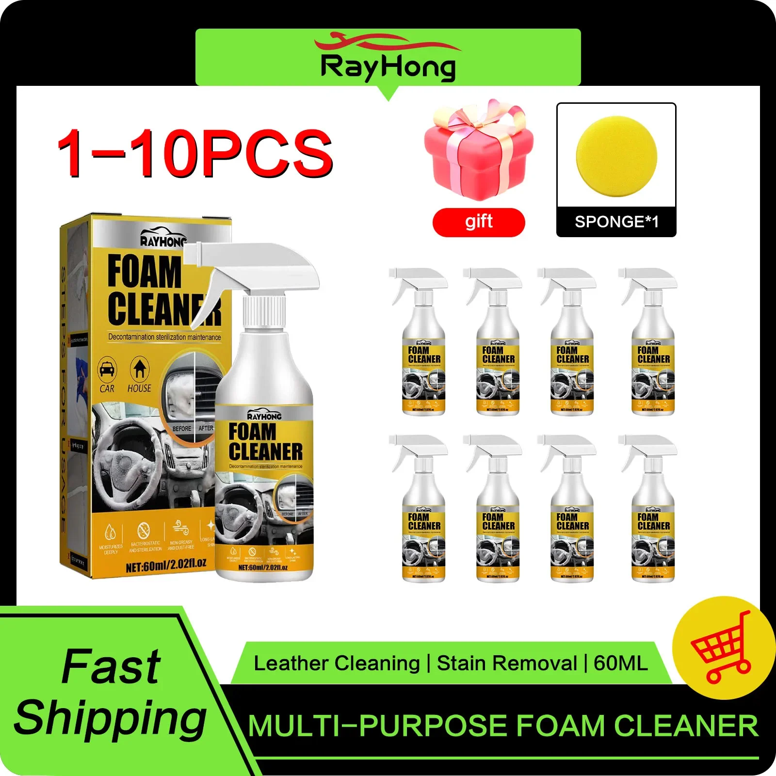 

Multi-purpose Foam Cleaner Rust Remover Car Interior Accessories Leather Fabric Seat Decontamination Home Cleaning Foam Spray