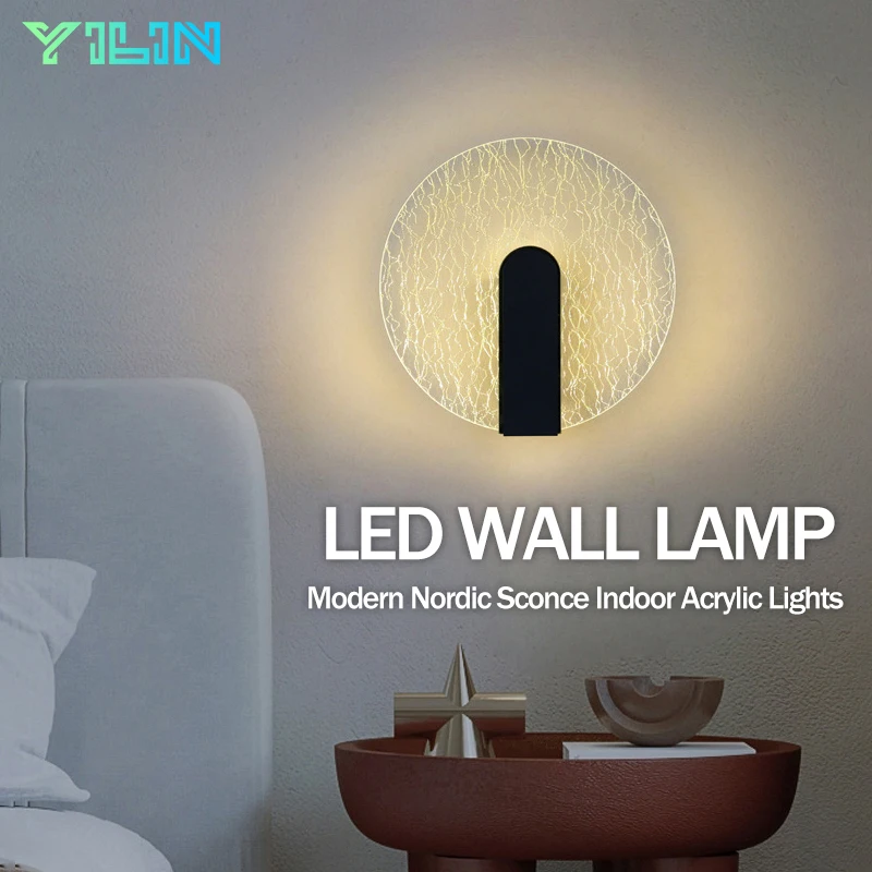 

Luxurious Acrylic Wall Lamp Gold Silk Modern LED Indoor Wall Light 5W Nordic Sconce Lamp Bedside Light Bedroom LivingRoom Decor