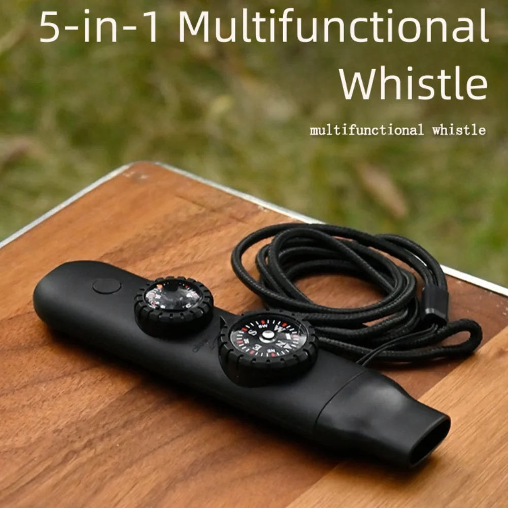 

For Outdoor Camping/Hiking 7-in-1 Whistle With -Compass And LED Light Safety Adventure Tool WithTemperature Gauge