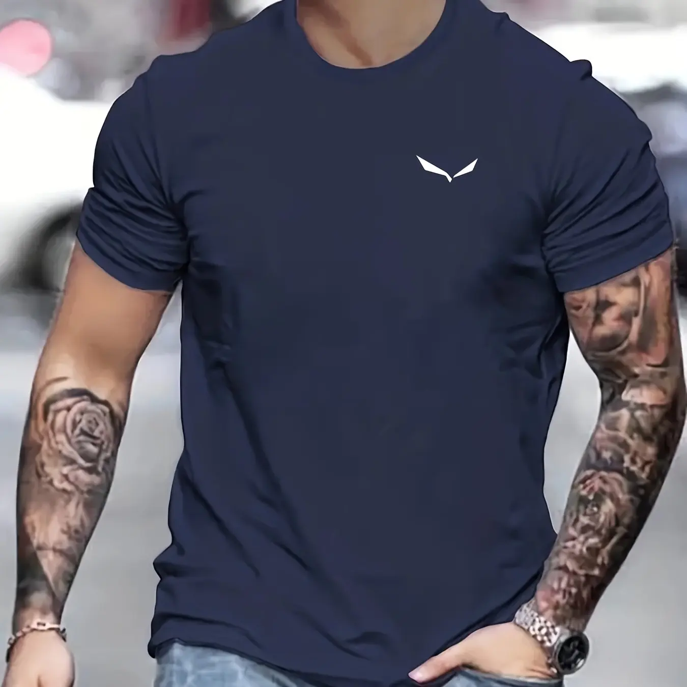 2025 nueva camiseta de verano para hombre, camiseta transpirable de manga corta con estampado de logotipo creativo, camiseta de manga corta a la moda con cuello redondo