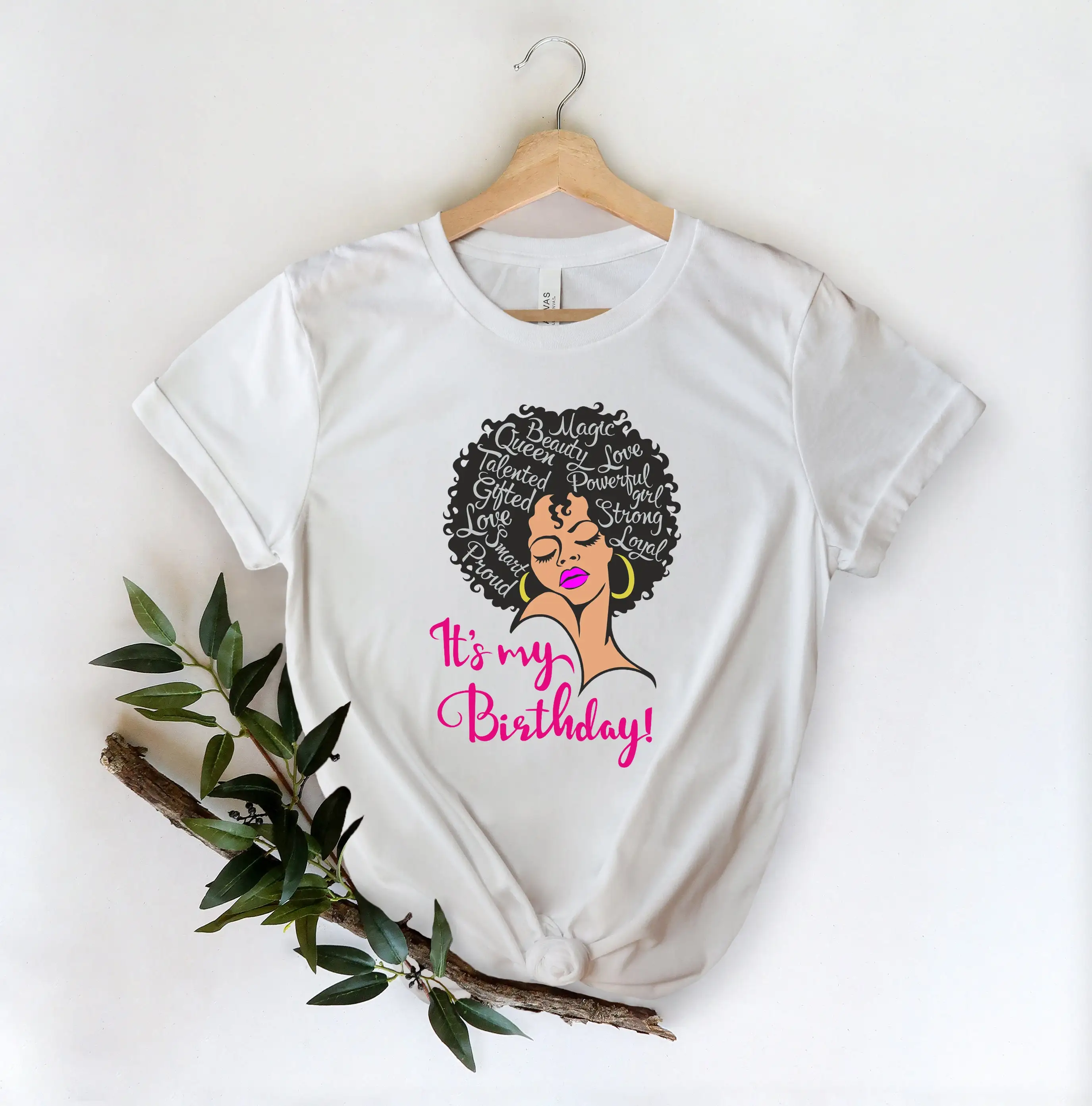 Its My Birthday T Shirt Lady Woman Face Afro Puff Natural Hair Party