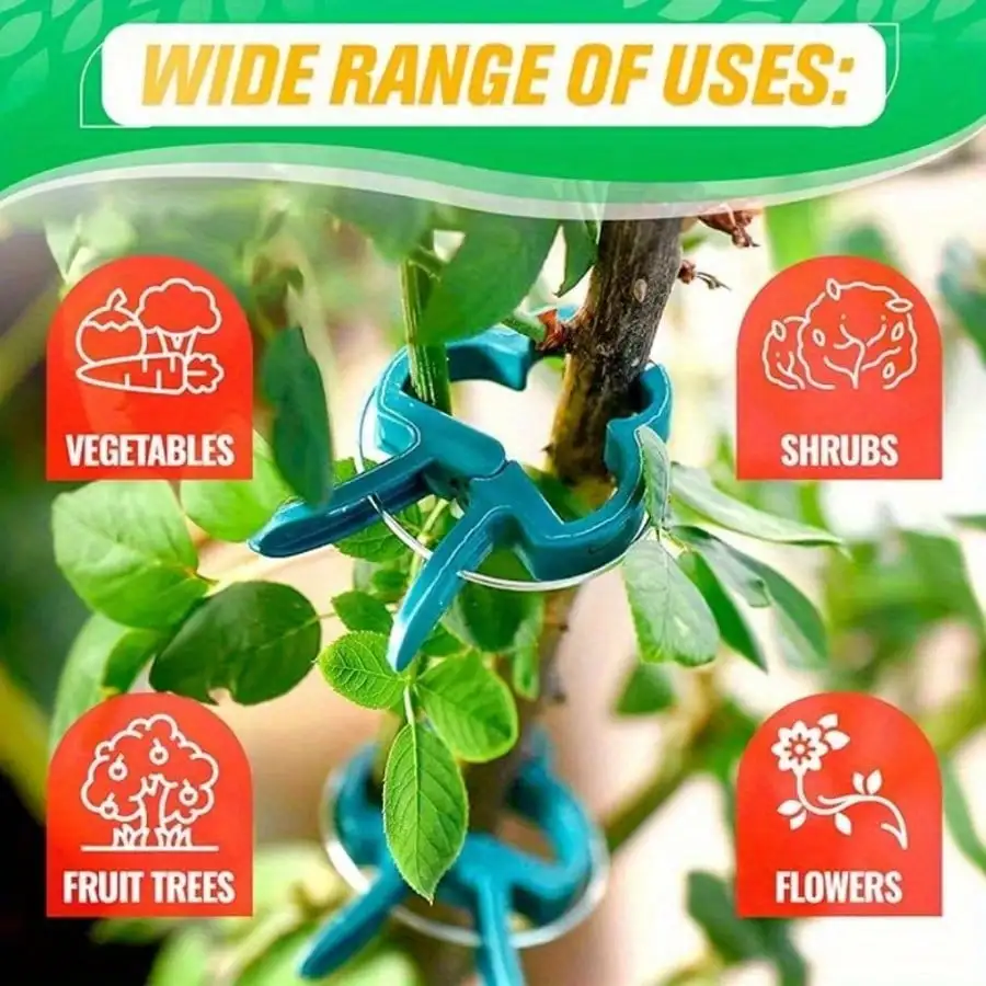 Reusable Plant Support Clips Adjustable Garden Vine Flower Tomato Holder Durable Metal Design