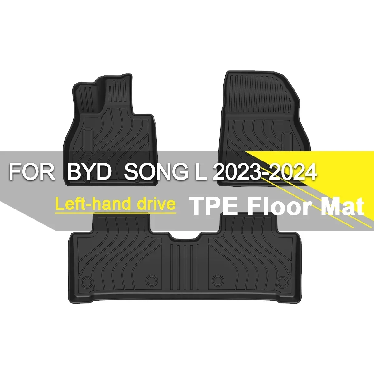 

Автомобильный напольный коврик из термопластичного эластомера, резиновый водонепроницаемый нескользящий рефлектометр с левым рулем, автомобильные аксессуары для BYD SONG L 2023-2024
