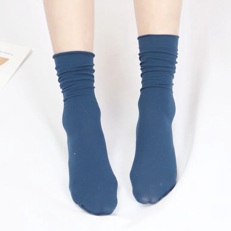 1p Summer Cute Socks Thin Loose Velvet Nylon Soft Breathable Long Socks Women Solid Color Casual Calcetines