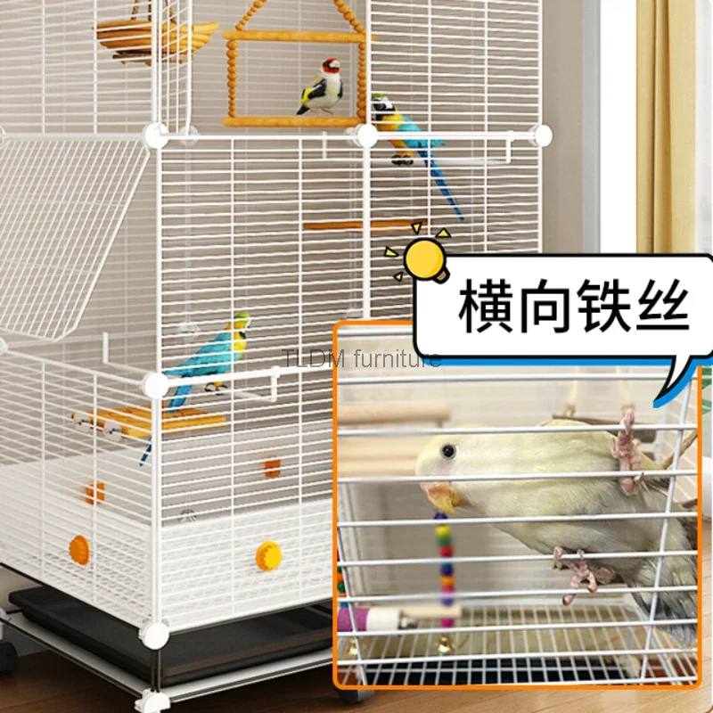 Large Budgie Bird Cage Myna Speciality Metal Shelf Habitat Square Bird Cage Breeding Canary Oiseaux Accessoires Pet House QF50NL