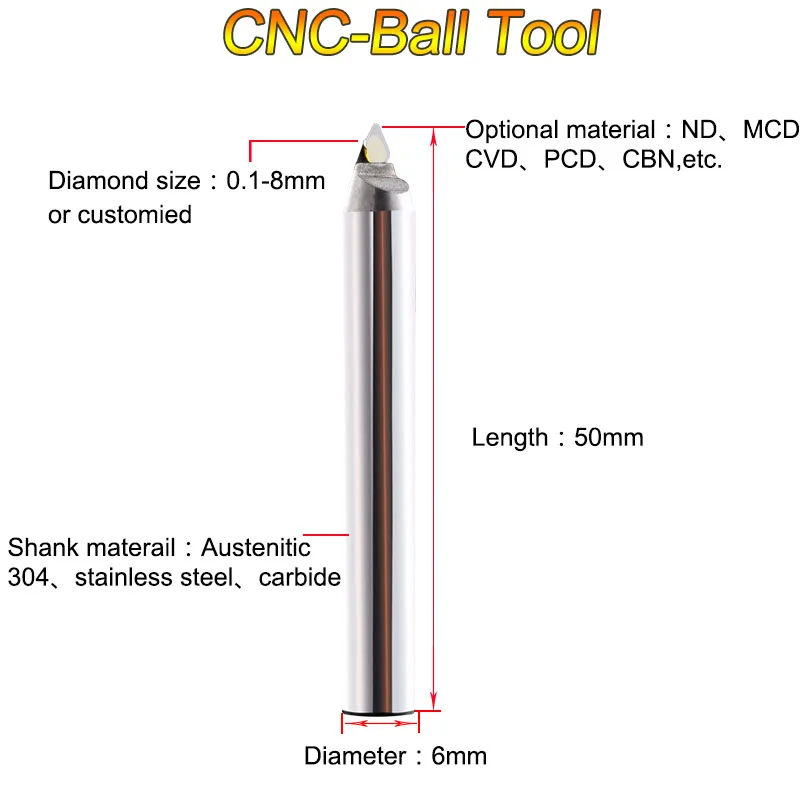 Jewelry Monocrystal Diamond CNC Ball Tool Polishing Milling Tools Manufacturer End Mill CNC Milling Machine Jewelry Tools