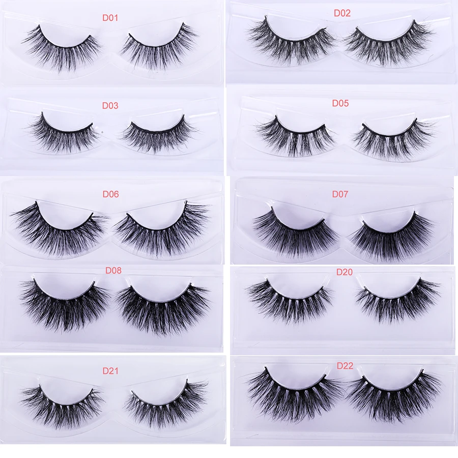 3D Fluffy Real Mink Lashes Handmade Dramatic ขนตาสั้น D รูปแบบโหดร้ายฟรี Mink Lashes ขายส่ง50คู่ไม่มีกล่องขนตา