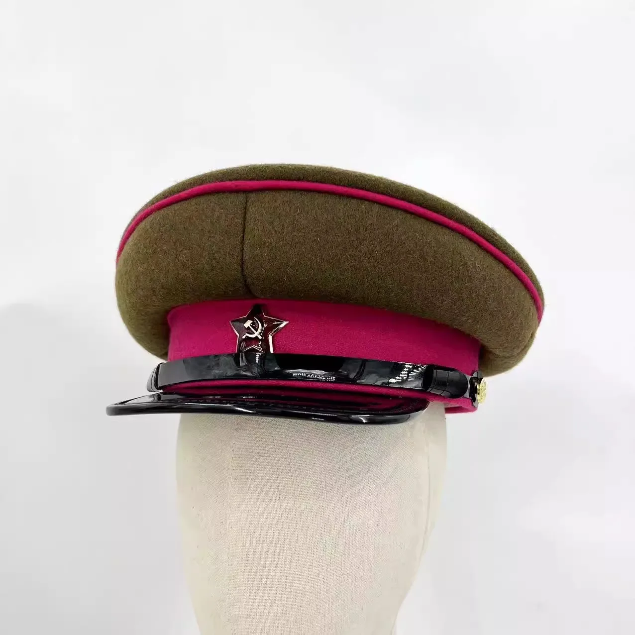 第二次世界大戦ソビエトNKVD将校用バイザーキャップグリーントップ