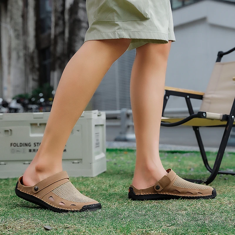 

Летние мужские сандалии с ажурным узором, модные пляжные сандалии ручной работы с плетеным дизайном, дышащие повседневные сандалии, легкие уличные кроссовки