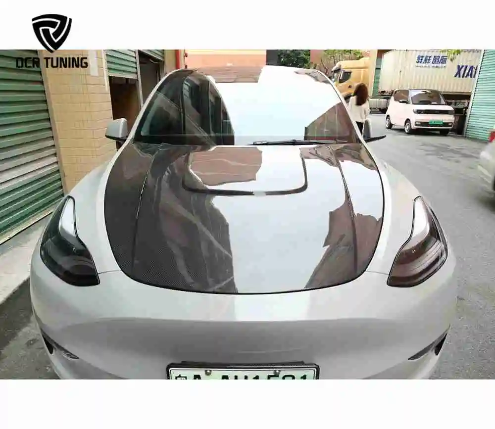 

Carbon Fiber Front Hood Bonnet Cover B Style for Tesla Model 3 Model Y Car Body Kit Upgrade