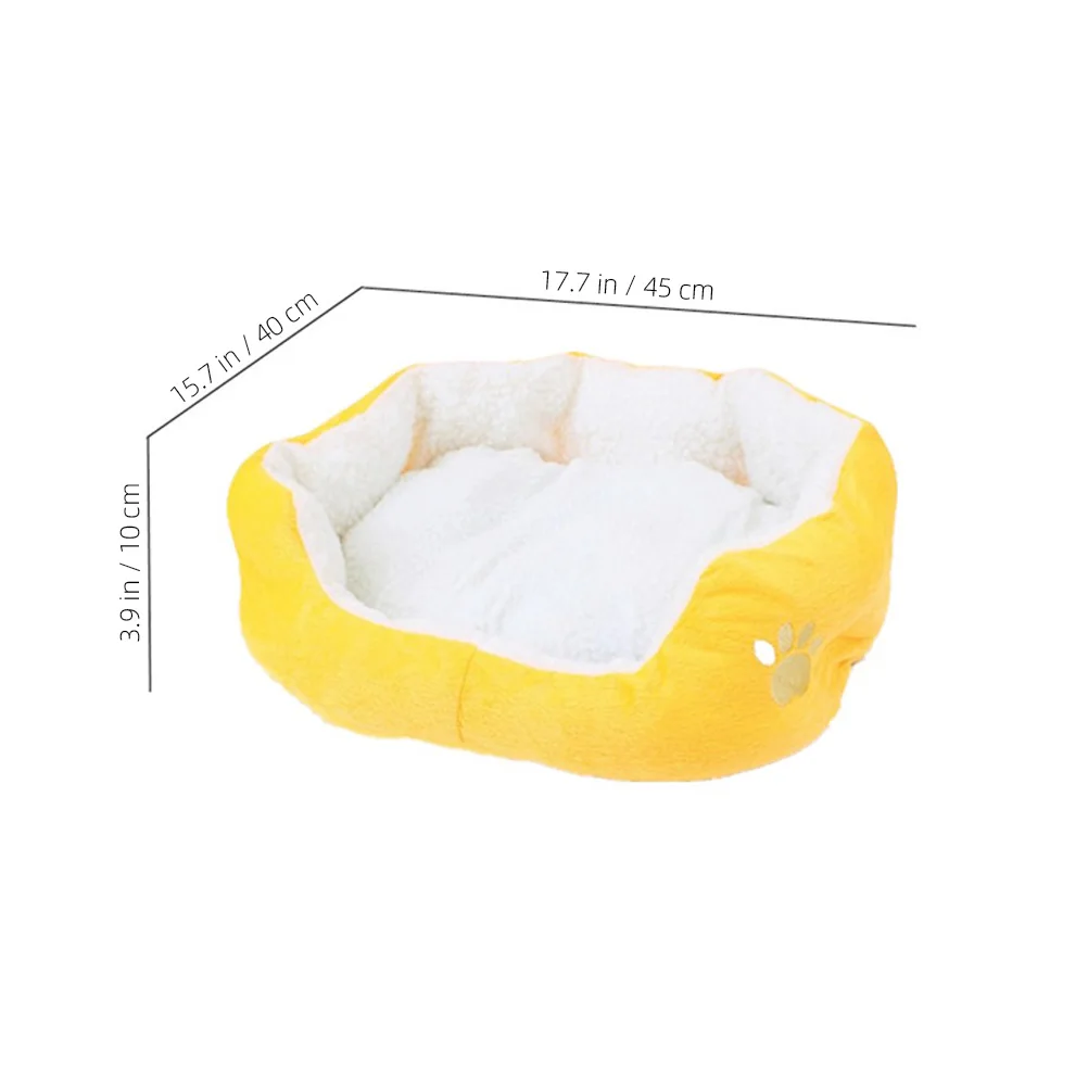 

Soft For Dogs Cats Lamb Cashmere Filled Waterproof Base 50X40Cm Yellow Comfortable Warm Nest Easy Clean Mat Included Pet