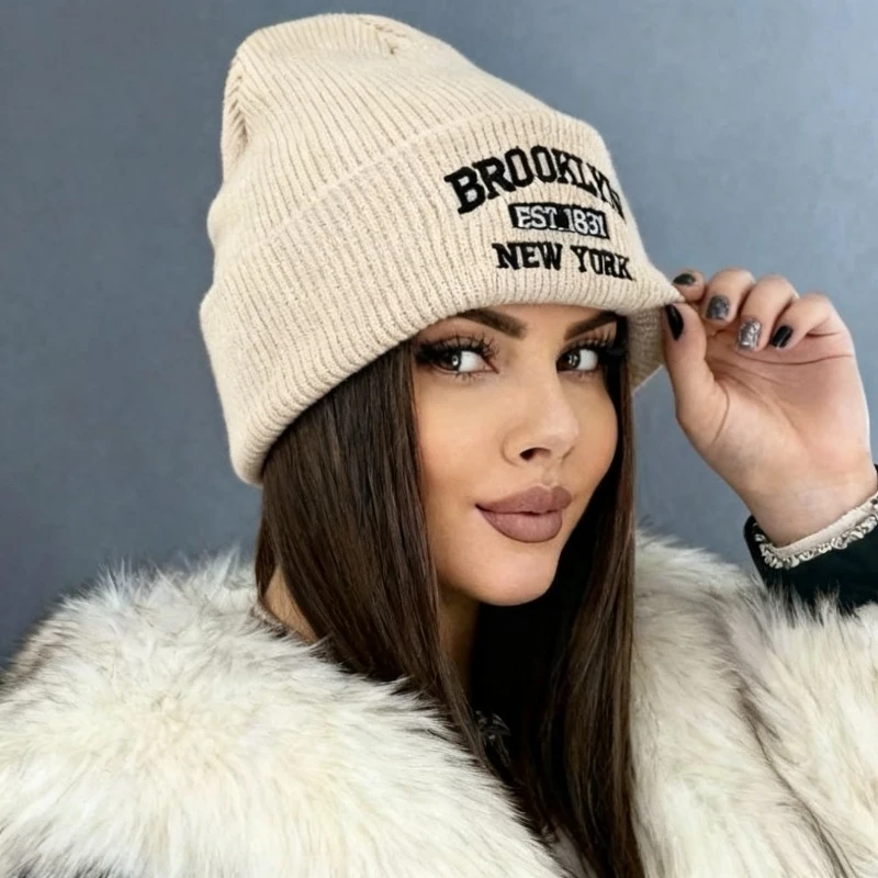 1pc Winter Warm Double Layer Knitted Beanie Hat,outdoor Windproof Unisex Plain Color Skull Caps,Suitable for Holiday,daily Wear view 2