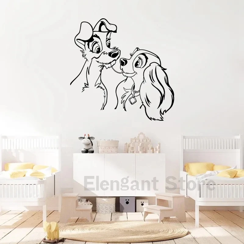 Lady and the Tramp Decals Car Door Laptop Water Bottle Decor,Funny Cartoon Vinyl Sticker Baby Kids Bedroom Wall Decal Decoration