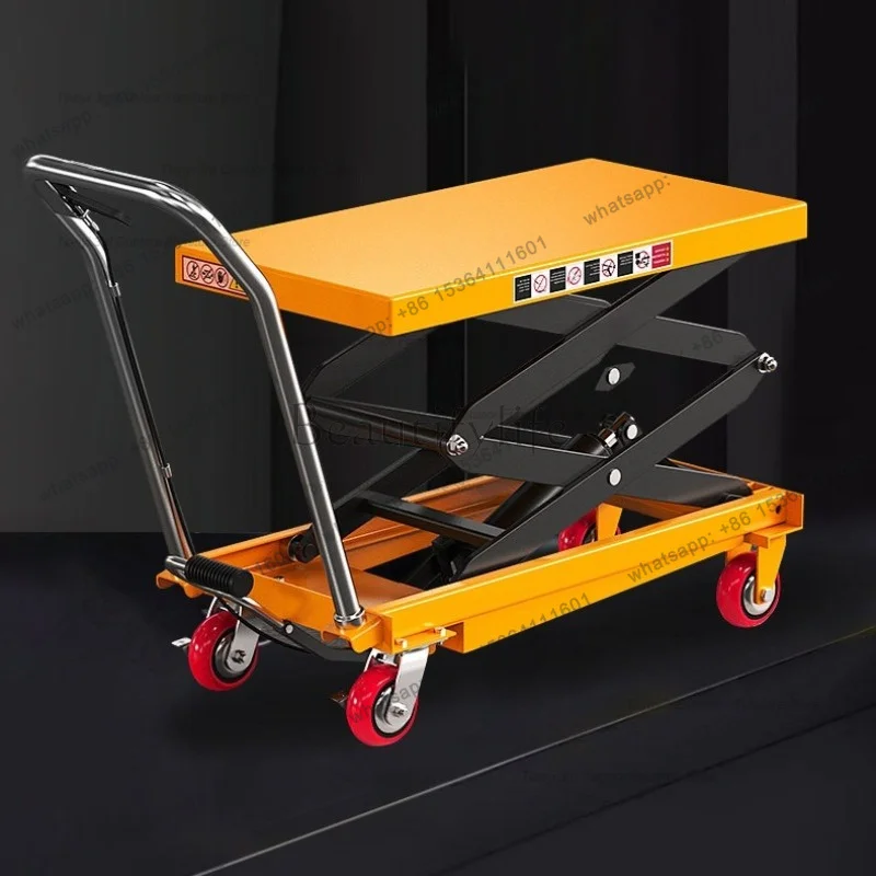 Nordic Creative Manual Hydraulic Lifting Flatbed Cart Modern Minimalist Lift Scissor Mobile Handling Cart Commercial Tool