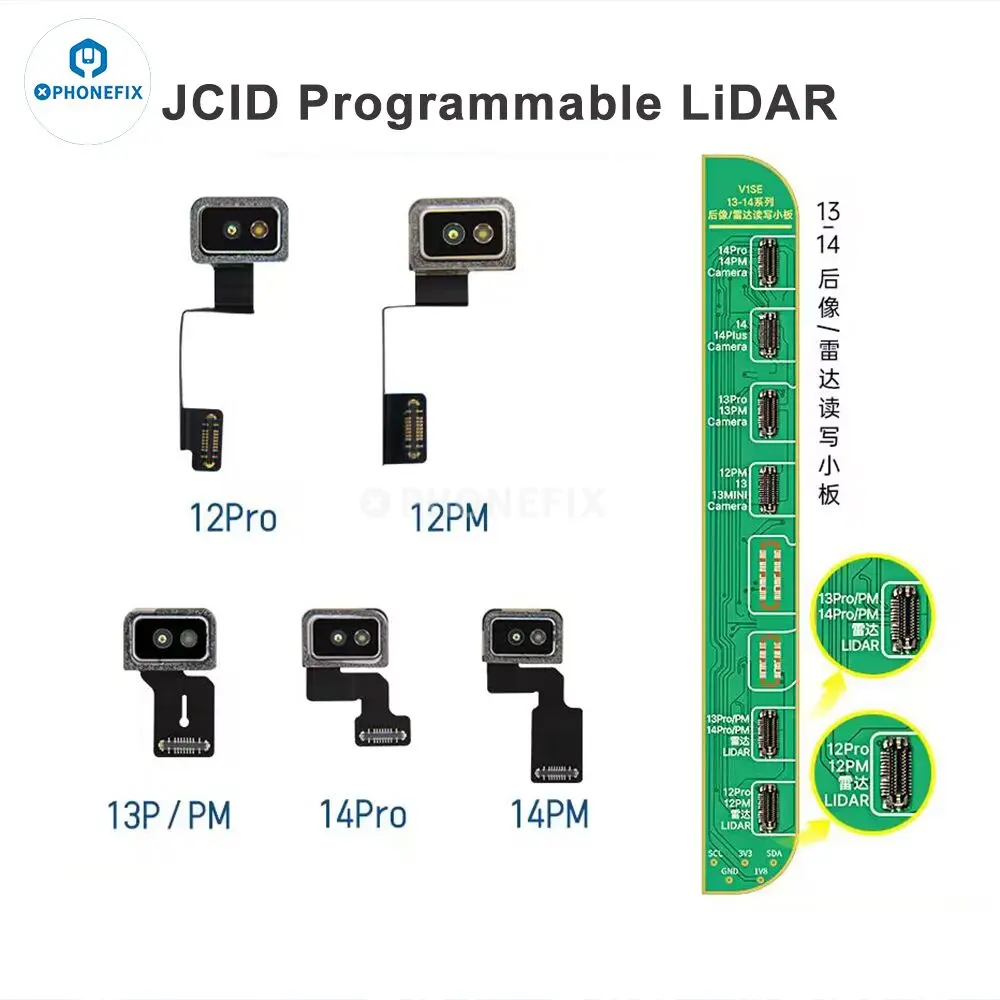 JCID Programmable LiDAR Radar Adaptor FPC Flex Cable for iPhone 12-14 Pro Max Solve Camera Problem Caused by Non-original LiDAR