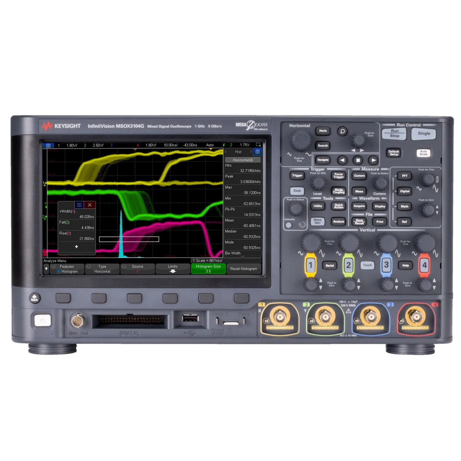 Keysight DSOX3032G oscilloscope:350 MHz,2 channels,4 Mpts memory,1,000,000 waveforms/sec update rate, zone touch trigger-1Pcs