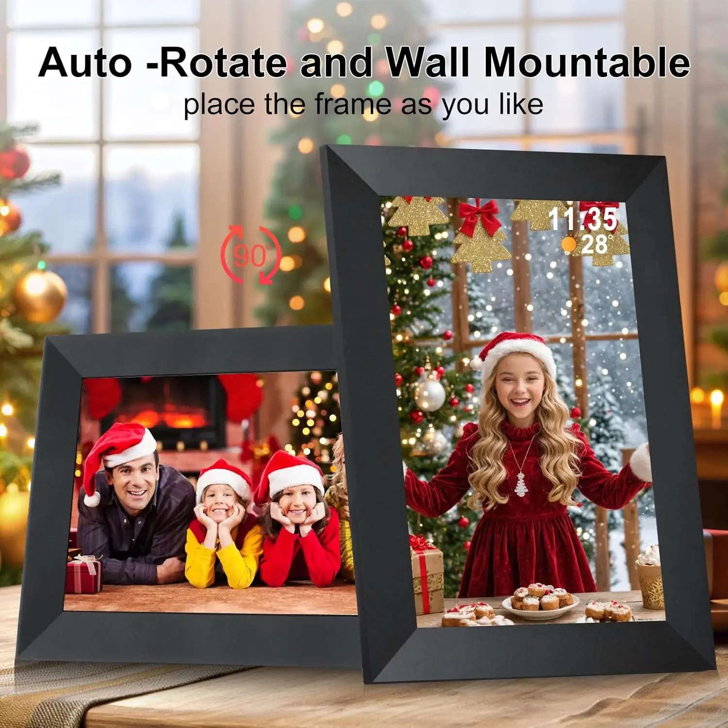 10.1-inch digital photo frame WiFi electronic photo frame 32GB storage SD card slot 1280x800 IPS display photo frame (black)