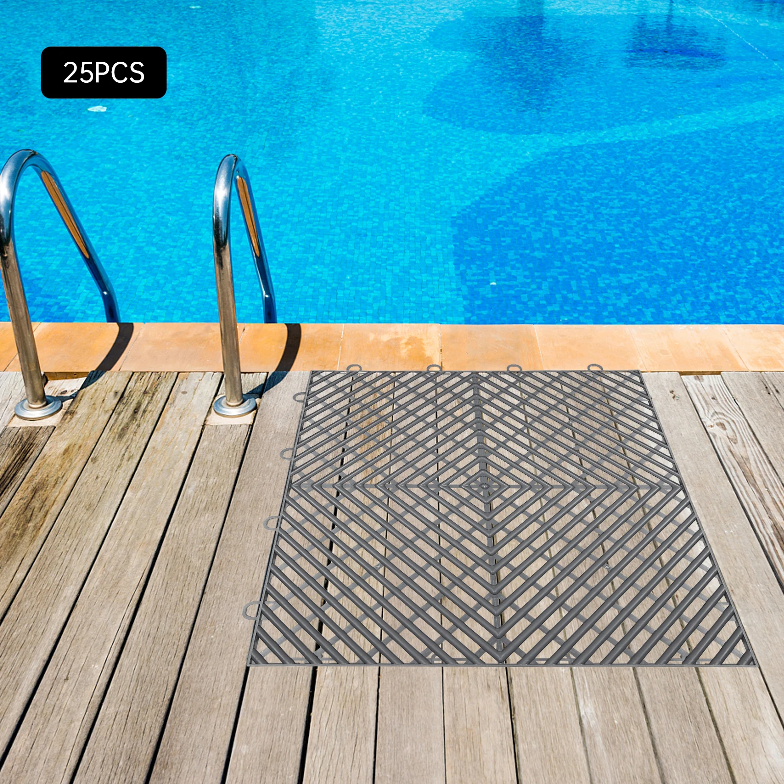 البلاط المتشابك 25 قطعة من الجرافيت، بلاط الصرف، بلاط سطح السفينة، بلاط الأرضيات الخارجية، بلاط متشابك في الهواء الطلق #3