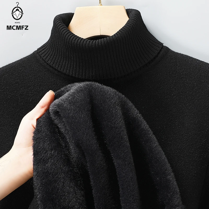 Sweatwear Mens Anti-pilling High Quality Knitted Turtleneck Sweater Slim Fit Long Sleeve Pullover Solid Color Trend Men Clothing
