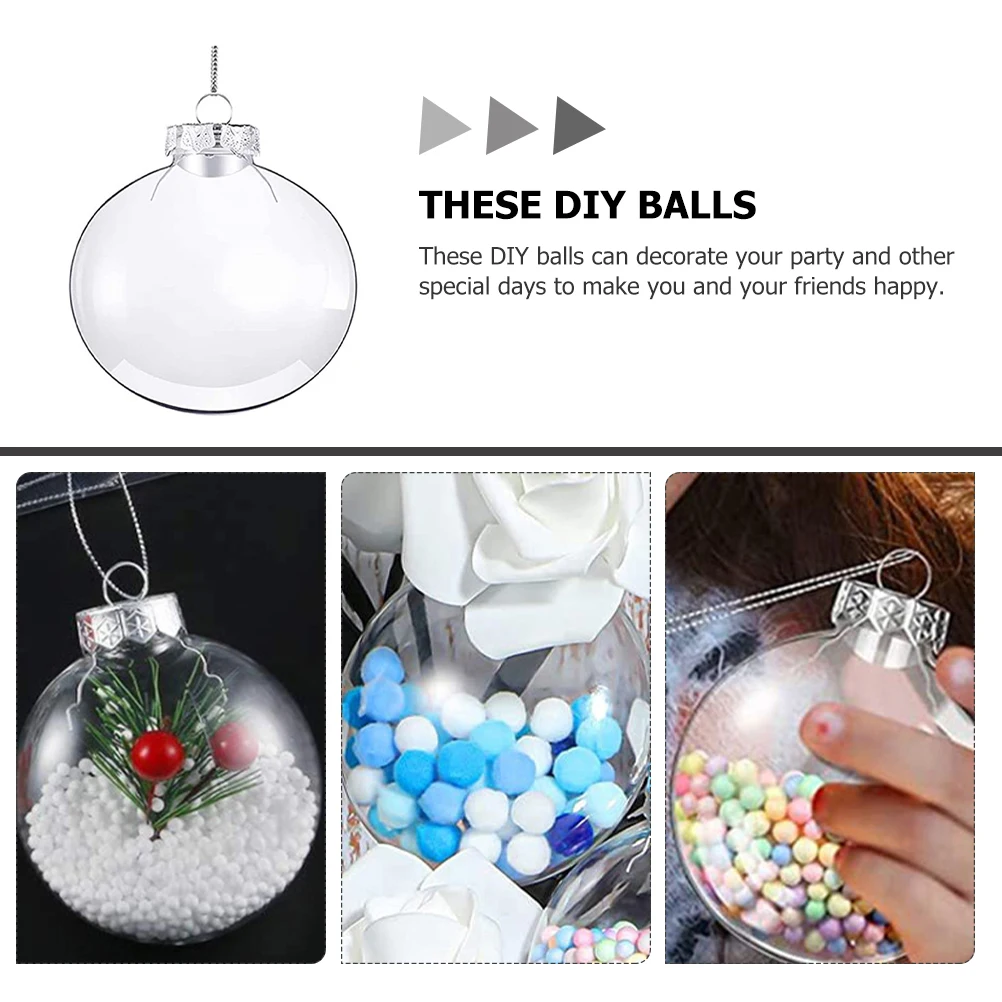

12pcs DIY Christmas Flat Balls Decor Transparent Baubles Party Tree Hanging Ornaments Xmas Tree Balls Craft Photo Props