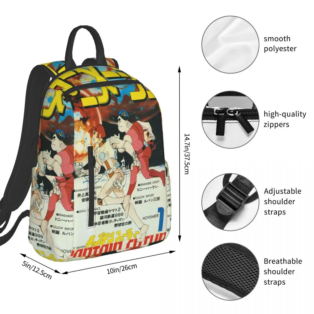 Comet Crew Accessories Captain Future 6 Backpack Student BookBag Boys Girls School Bag Laptop Shoulder Bags Men Women