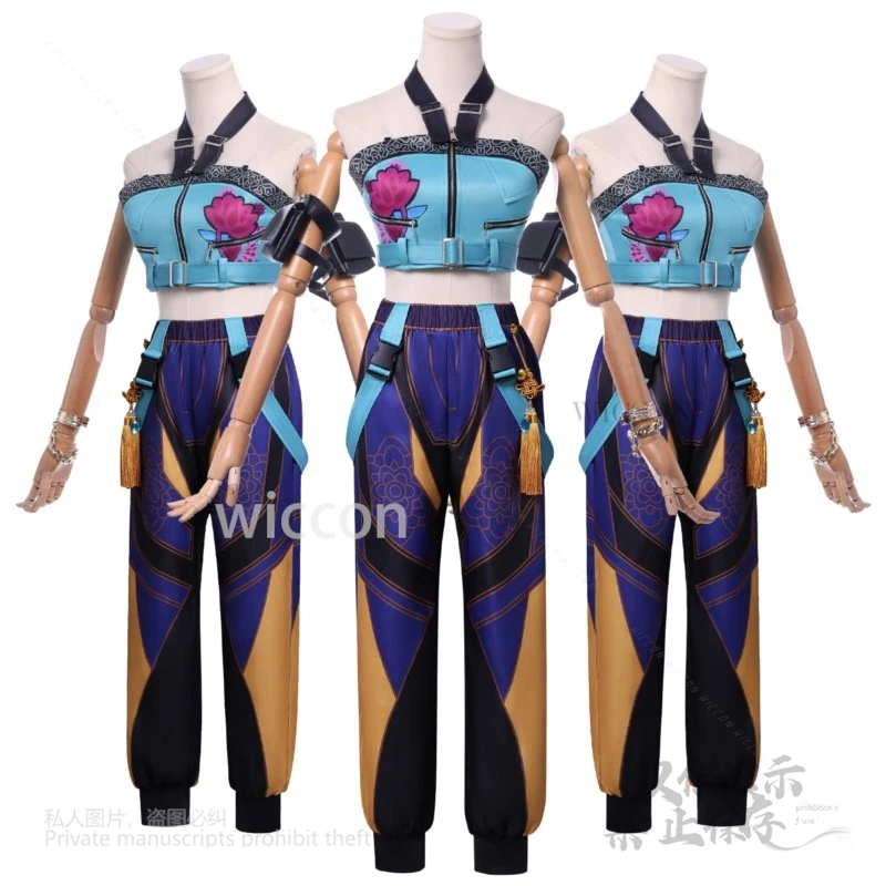 Película de Anime KPop Demon Hunters Superstar Zoey, pelucas de grupo para mujeres, disfraz de Cosplay, collar, anillos, pelucas Zoey, fiesta de Halloween, nuevo 3XL