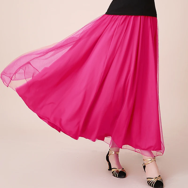 Flamenco Skirt Women Mesh Long Skirt Ballroom Dance Costume Spanish Bullfight Dress Stage Costume Opening Dance Clothing