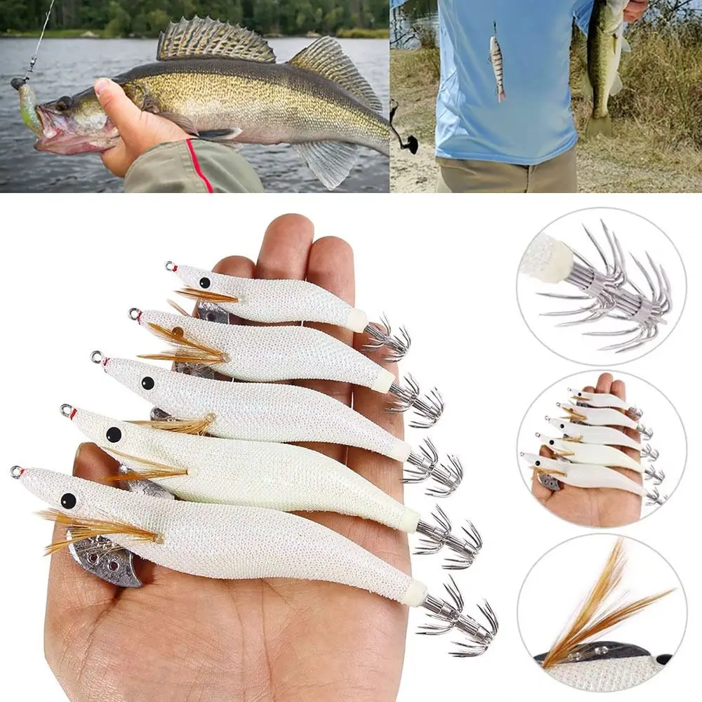 

1Pcs New Luminous Squid Jig Strong Glowing Artificial Wood Shrimp Lure Hooks 6.6g/12.5g/15.7g/21.6/23.2g Fishing Bait
