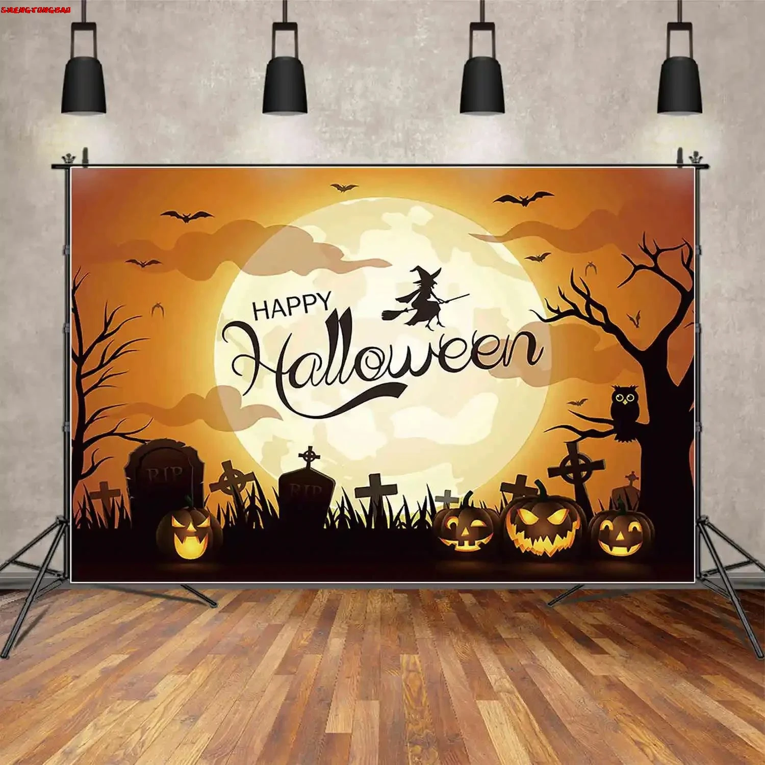 

Halloween Day Photograpy Backdrops Props Balloon Castle Jack O'Lantern Backdrop House Decoration Photo Studio Background