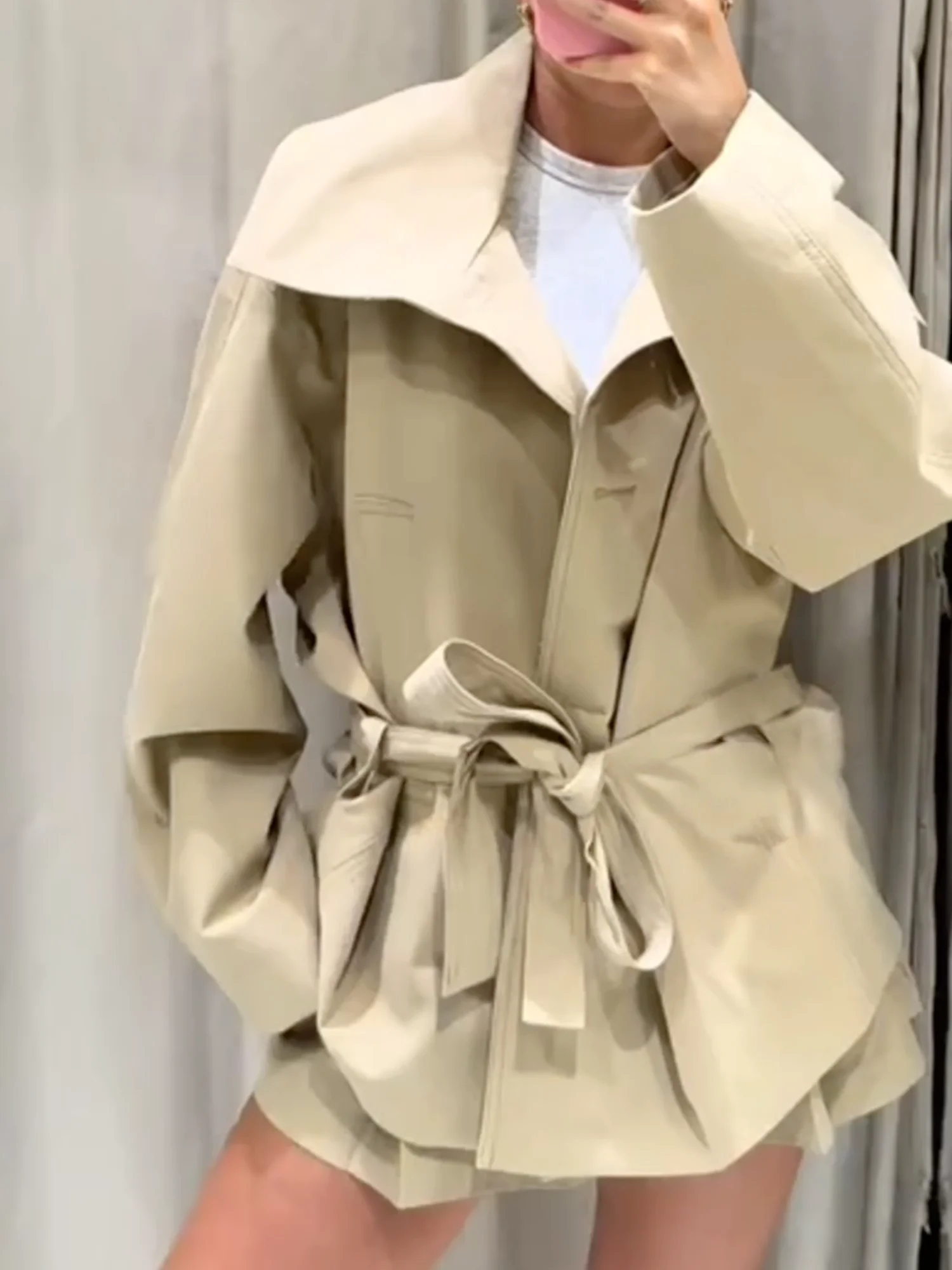 المرأة شارع العليا معطف قصير جيب التلبيب التعادل واحدة الصدر المرأة الخريف أزياء طويلة الأكمام سترة السراويل مجموعة