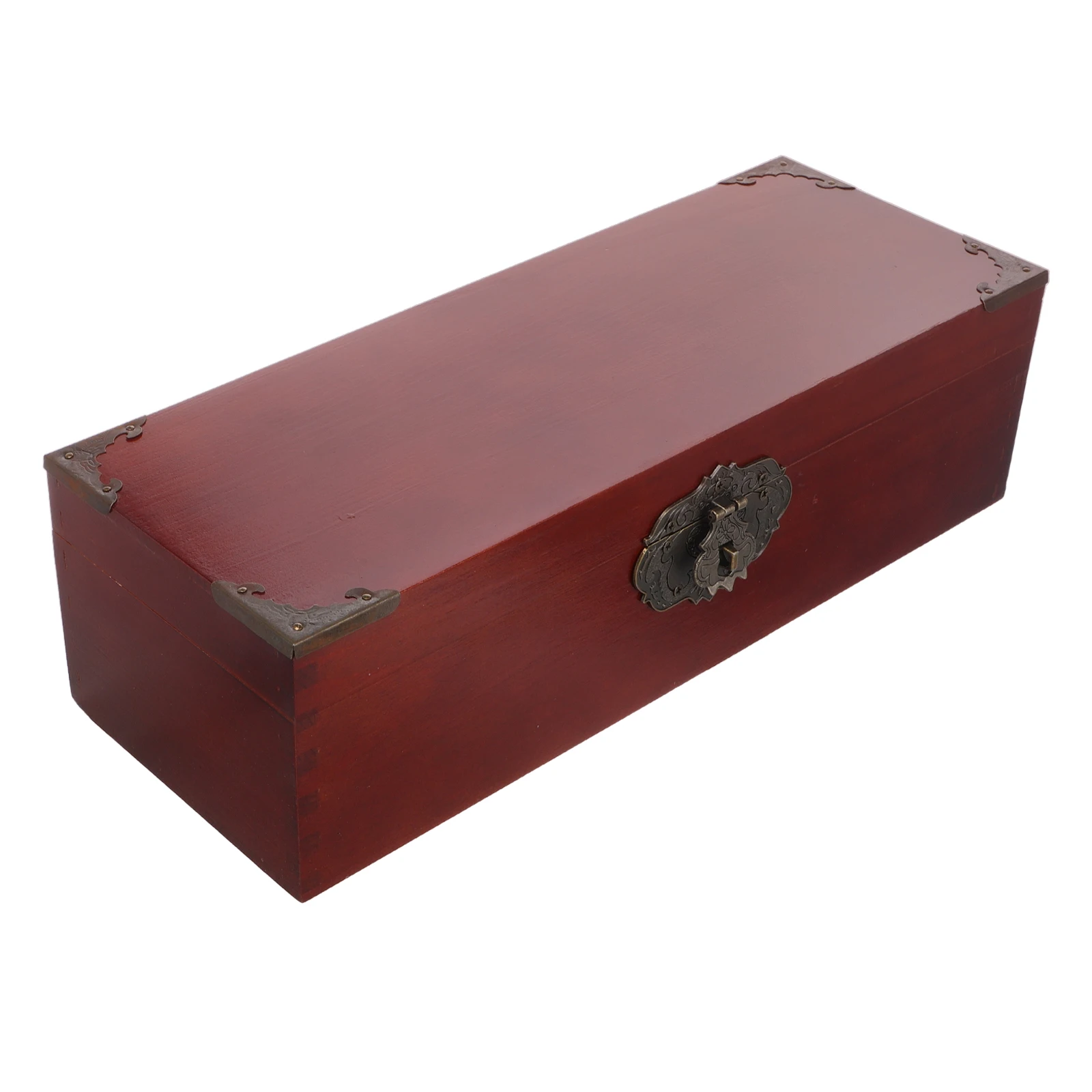 

Wooden Jewelry Box Rustic Case Hinged Storage Box with Lock Multipurpose Organizer Desktop Hinged Trinket Box Lidded Keepsake Ca