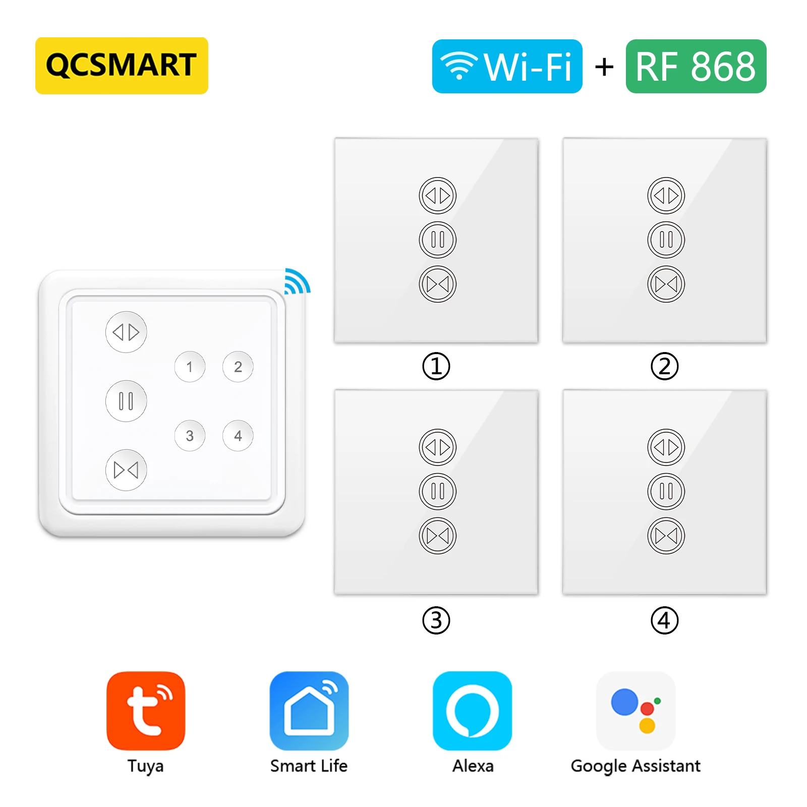 Tuya Smart Life Curtain Switch With 4 Channel Remote Control Windows Blinds Roller Shutter App Timer Google Home Aelxa Echo DIY