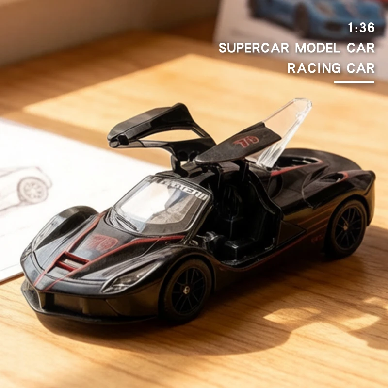 Модель автомобиля из сплава 1/46, имитация гоночного суперкара LaFerrari, 3 открывающиеся двери, инерционная машинка, коллекционные украшения, игрушки для подарка