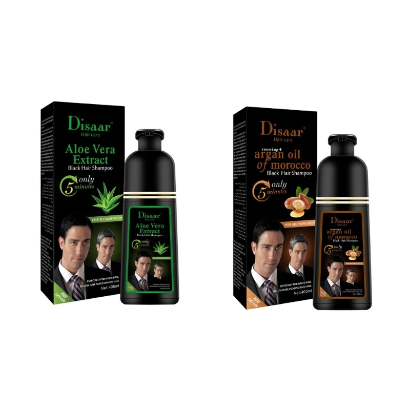 Shampoing blanc à pour adultes, 400ml, pour hommes femmes, teinture pour cheveux noirs, pratique, pour usage quotidien à