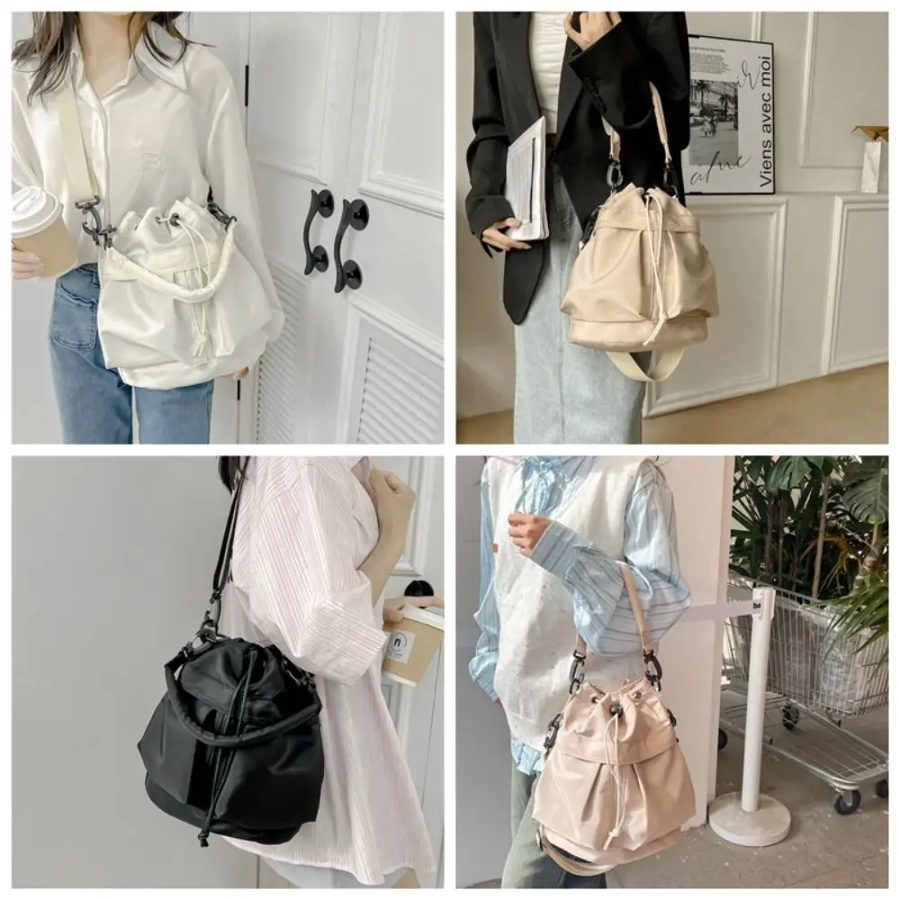 Women Casual Swimming Nylon Crossbody Bag Large Capacity Bucket Bag Luxury Sense Handbag Drawstring Fitness Bag