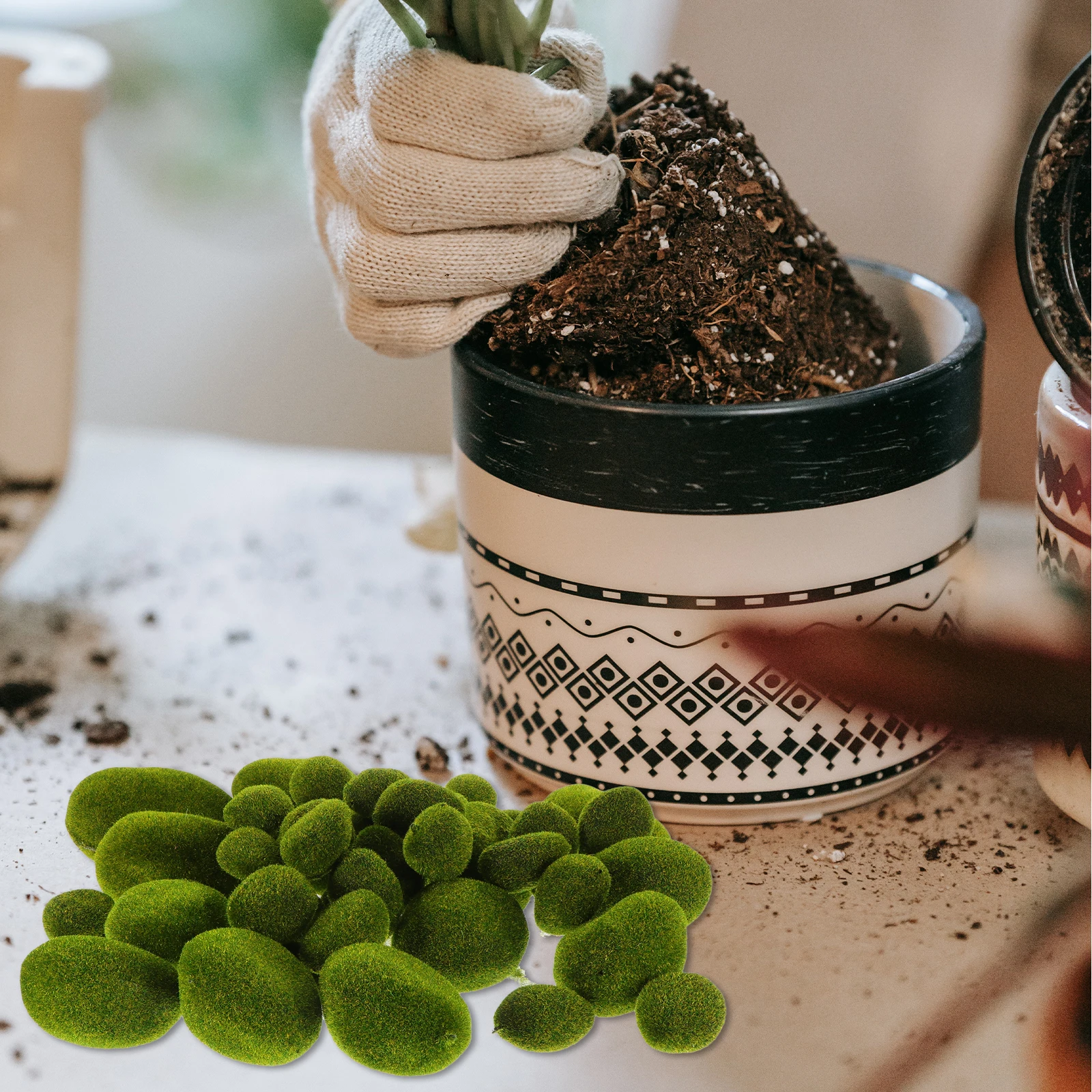 

43Pcs Artificial Moss Stones Decorative Faux Stones for Garden Layout Bonsai Stone Decor Simulation Mossy Stone Adornment