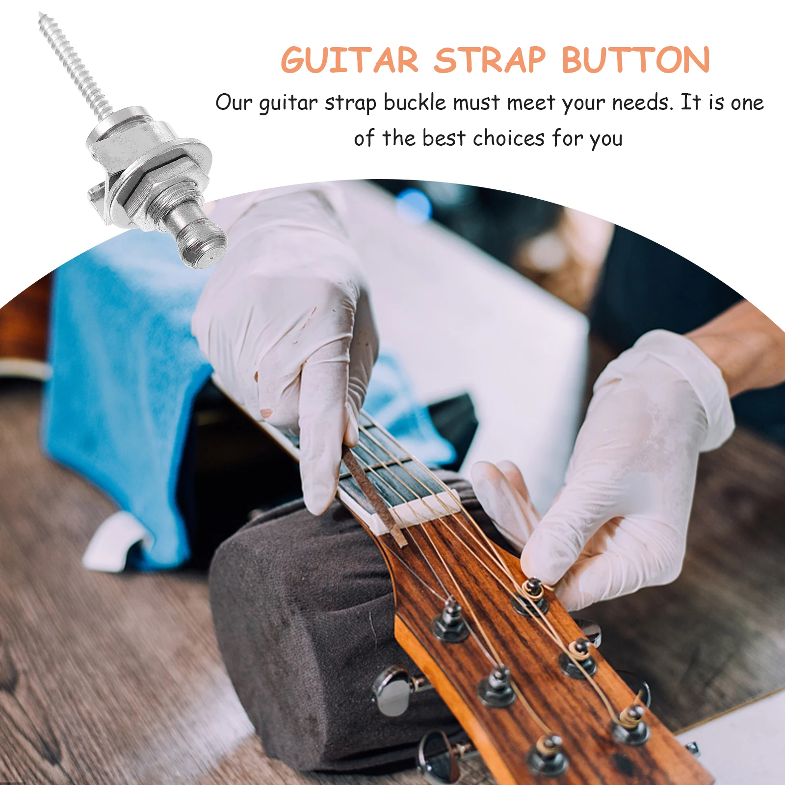 

10Pcs Guitar Strap Lock Buckles Secure Non-Slip Buttons Replacement for Electric Guitar Bass Durable Iron Strap Peg Fixators