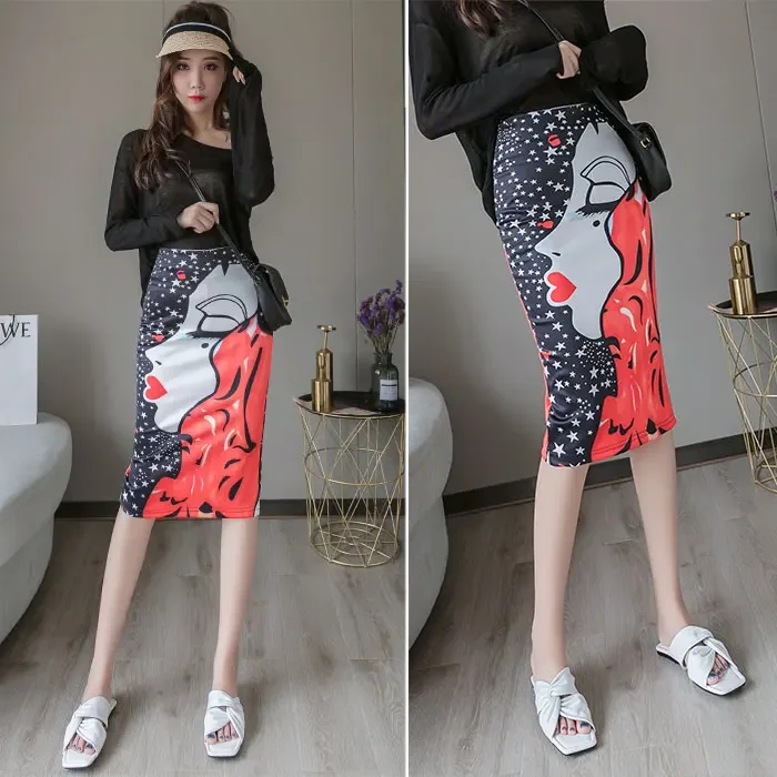 

Spring/summer fashion ladies mini skirt high stretch printed skirt