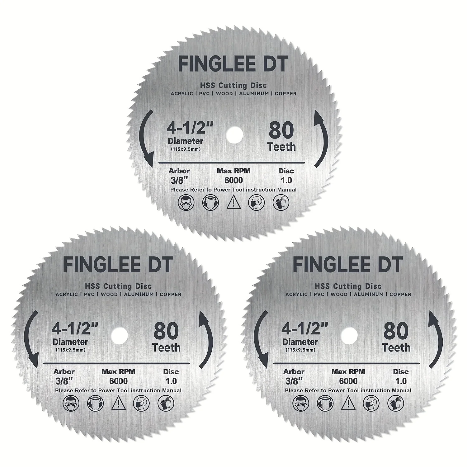 3pcs 4 1/2 Inch HSS Circular Saw Blade with 3/8