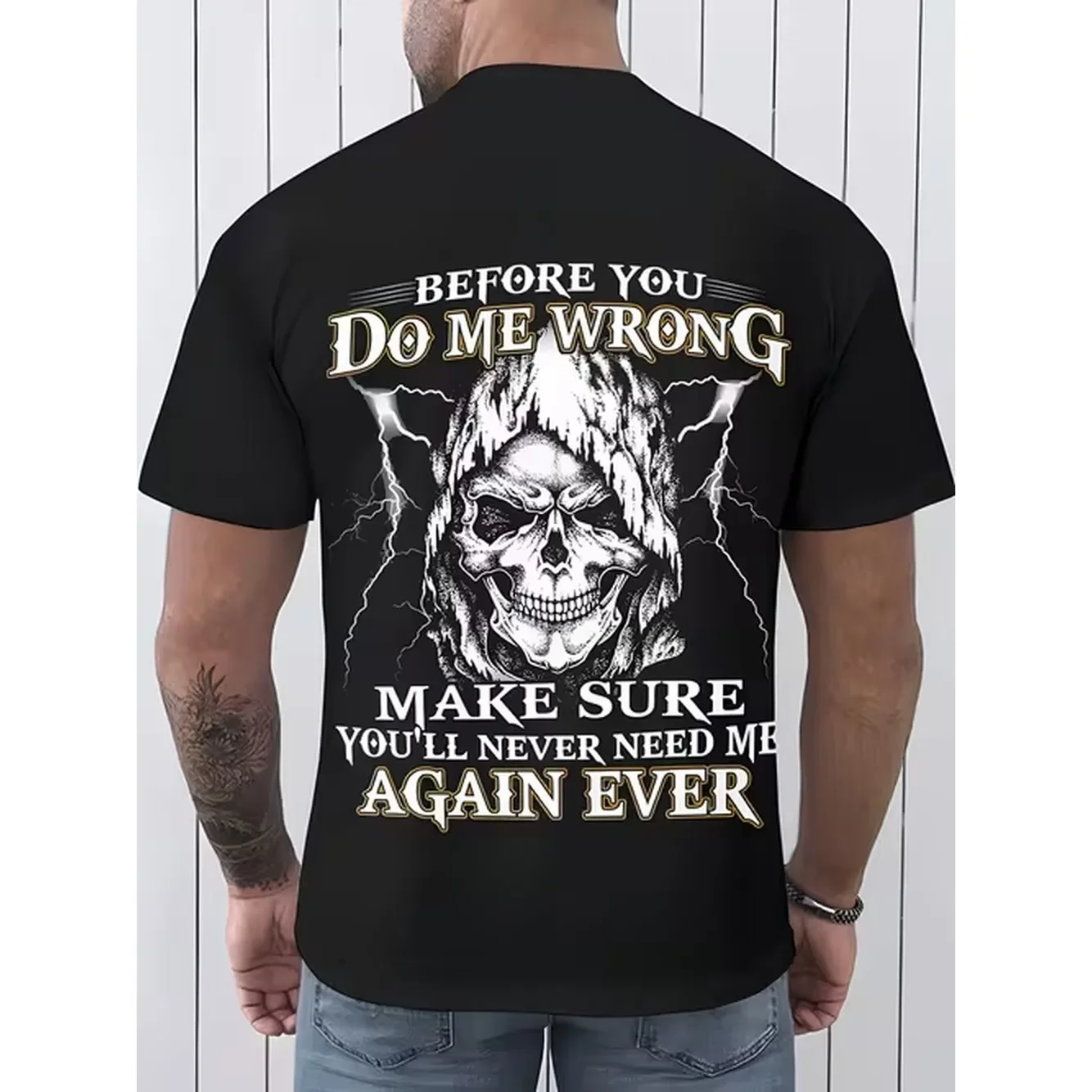 Mens T Shirt Black Pure Cotton Round Neck Top With Gothic Style Skull Knight Print Comfortable Regular Version Fashionable Breathable Sports And Leisure Street Style Party And Event Travel Date Beach Vacation Daily Wear Machine Washable Suitable