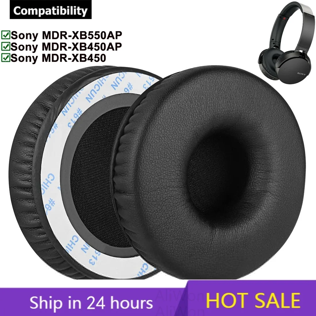 Replacement Ear Pads Earpads for Sony Headphone MDR-XB550AP MDR-XB450AP XB450 Headset Gamer Earmuff Accessories Cover Leather