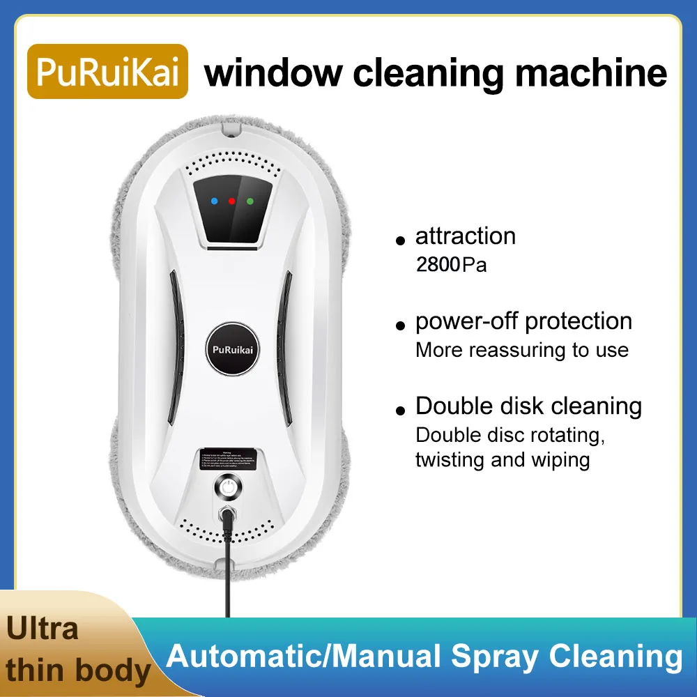 PuRuiKai AI Window Cleaning Robot Smart Automatic Cleaner Streak-Free for Windows/Tiles/Glass Doors Self-Cleaning Ultra Quiet view 6