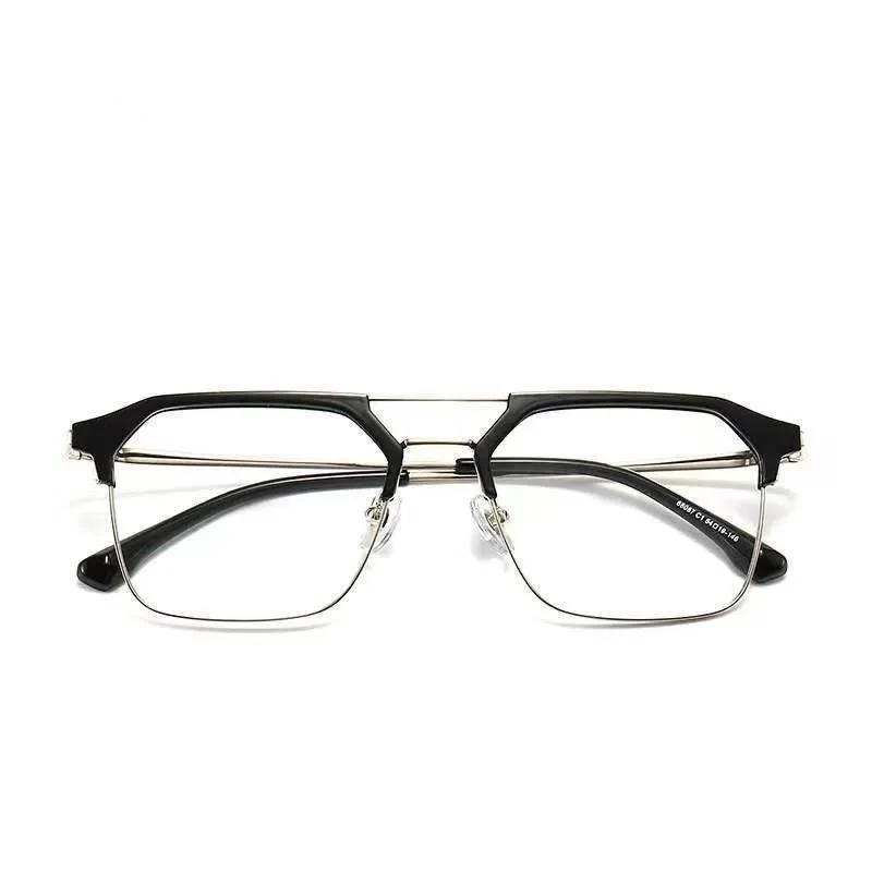 Black Business Square Frame Myopia Glasses Men Women Vintage Ultra Light Metal Frame Glasses Eyeglasses Vision Care -0.1~0.6