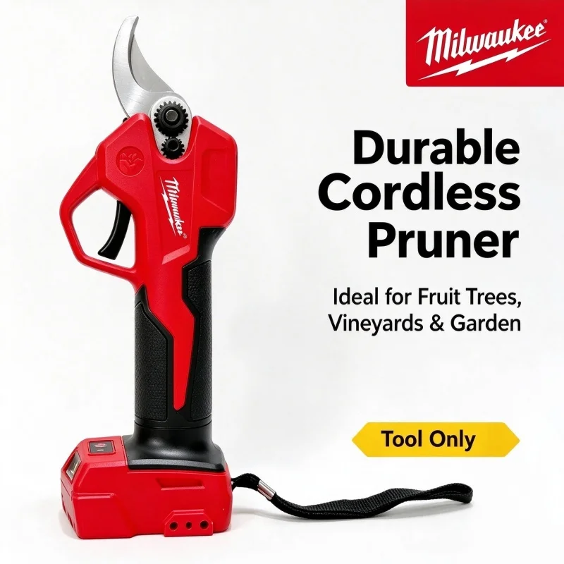 New Milwaukee 18V Brushless Electric Pruner Cordless Branch Shears with LCD Screen Heavy Duty Garden Fruit Tree Cutting Tool